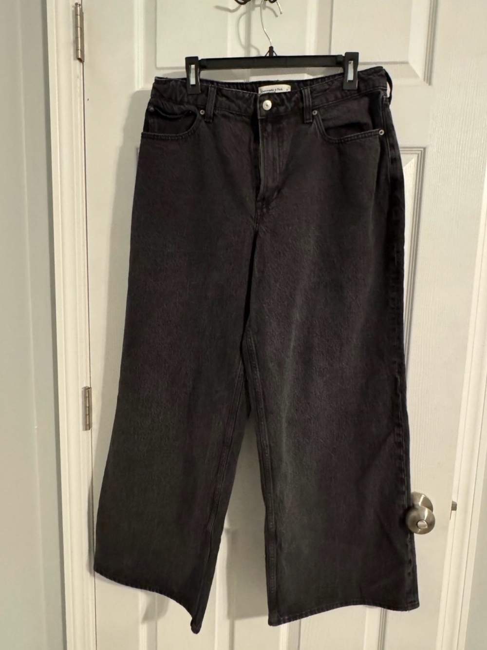 Abercrombie & Fitch curve Love wide leg faded Black Jeans